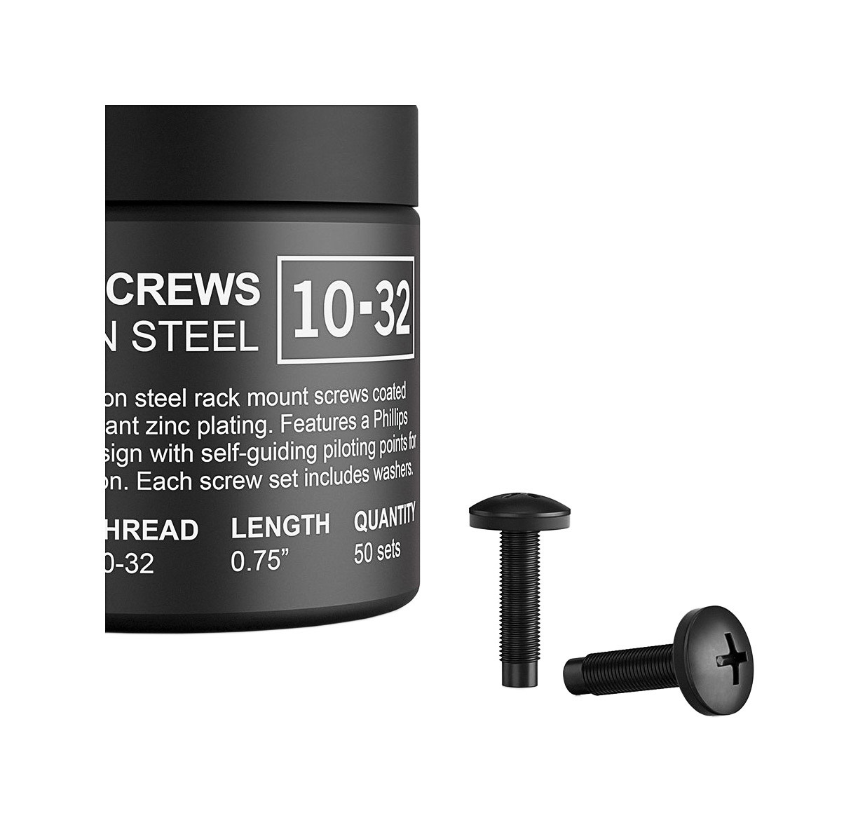 AC Infinity Carbon Steel 10-32 Rack Screws and Nylon Washers. 50