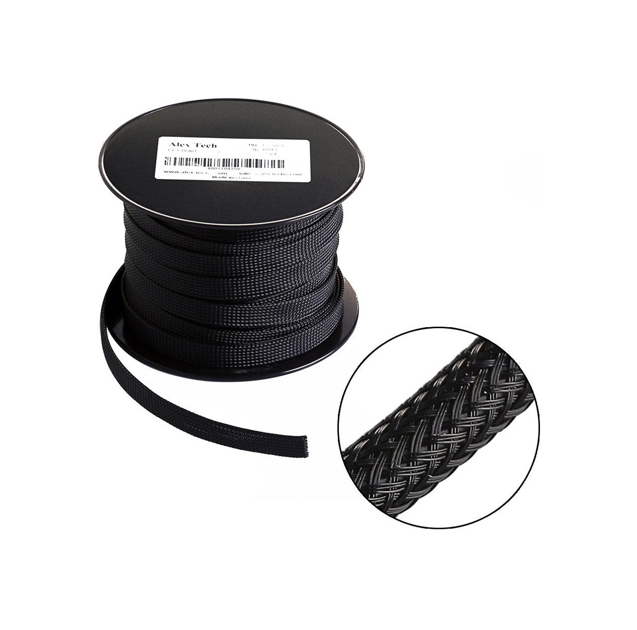 Alex Tech Half Inch PET Expandable Braided Sleeving Black