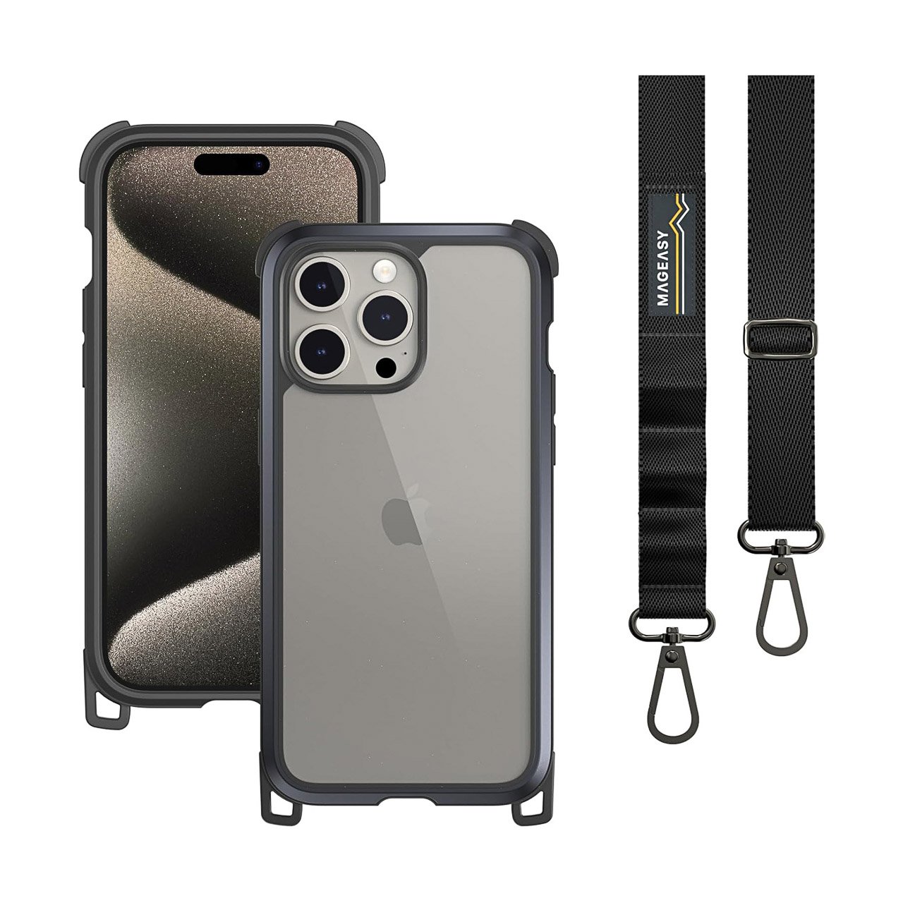 MAGEASY Case with Strap for iPhone 15 Pro Max